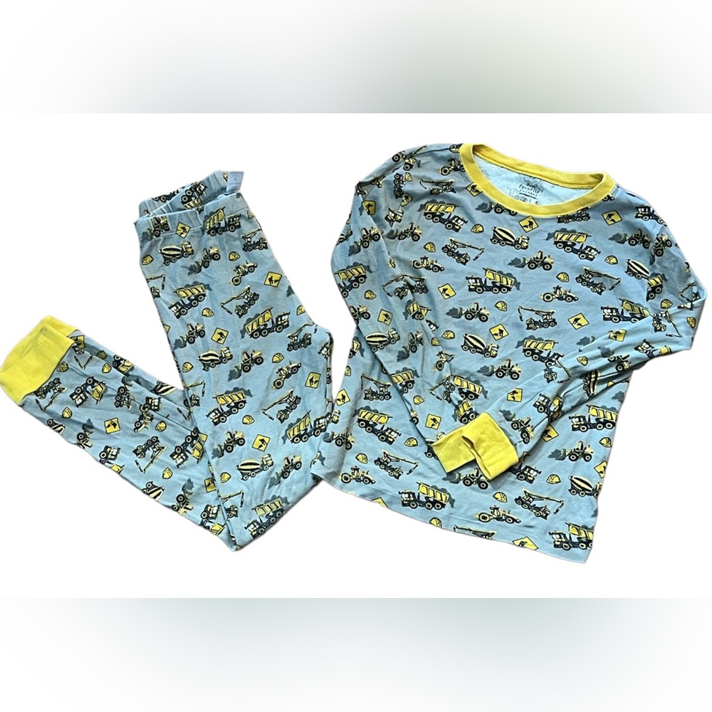 Kids Construction Truck Pajama Pj Set Size 8 Great Condition